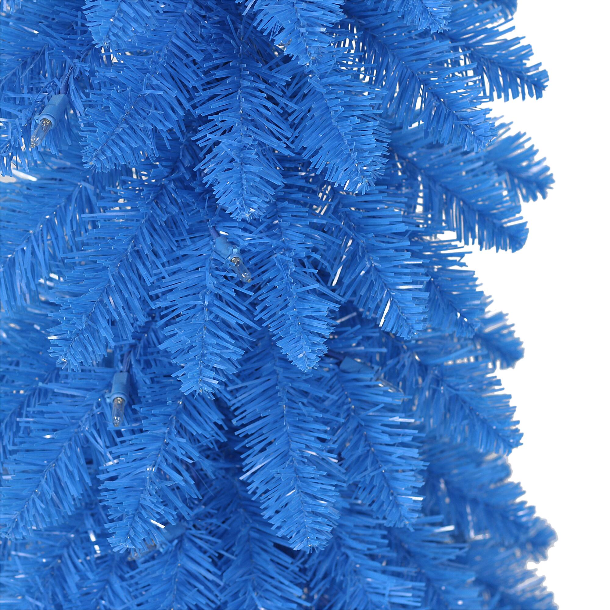 4ft. Pre-Lit Blue Artificial Alpine Pencil Tree, Clear Lights